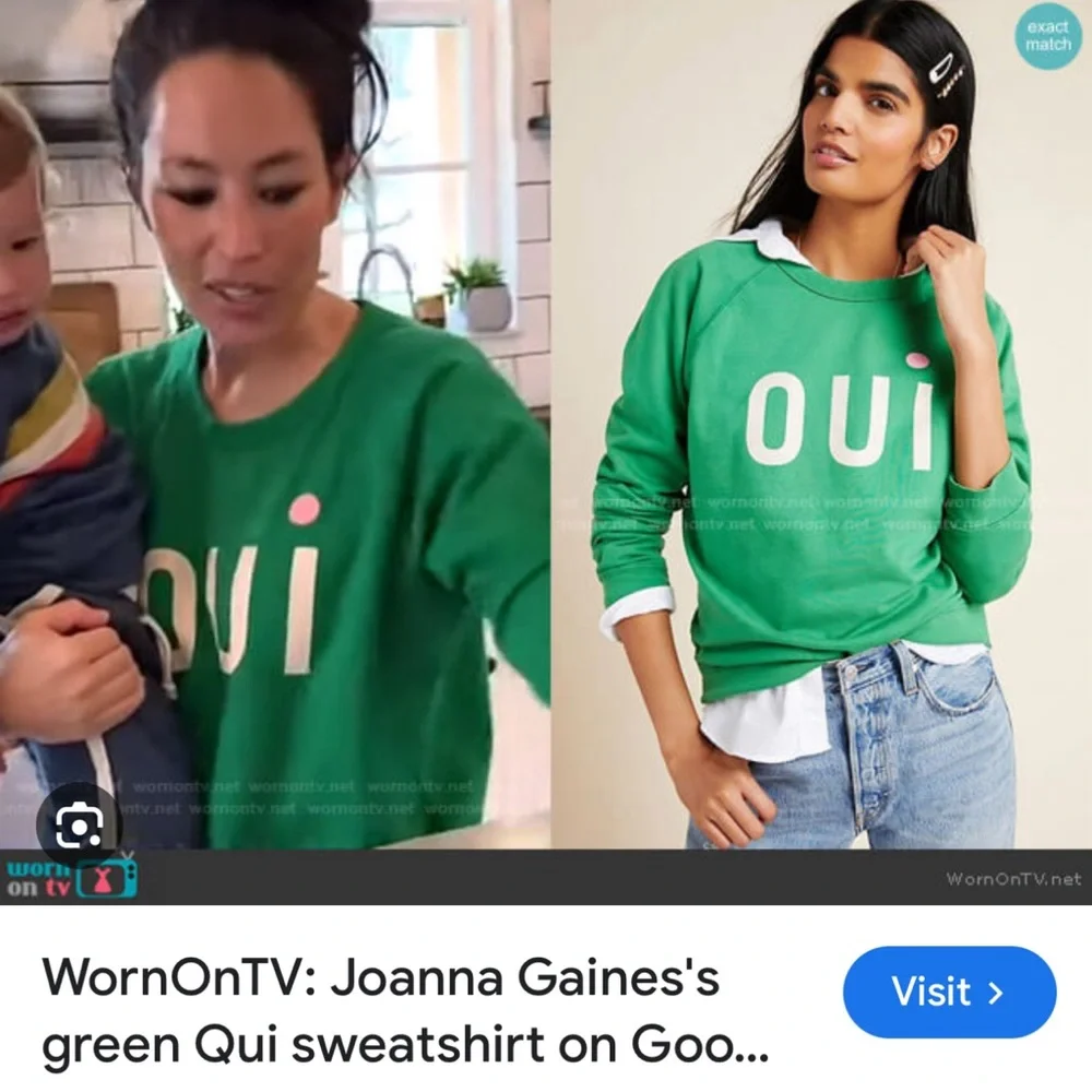 Anthropologie Green 'oui' Graphic Sweatshirt - Picture 4 of 10